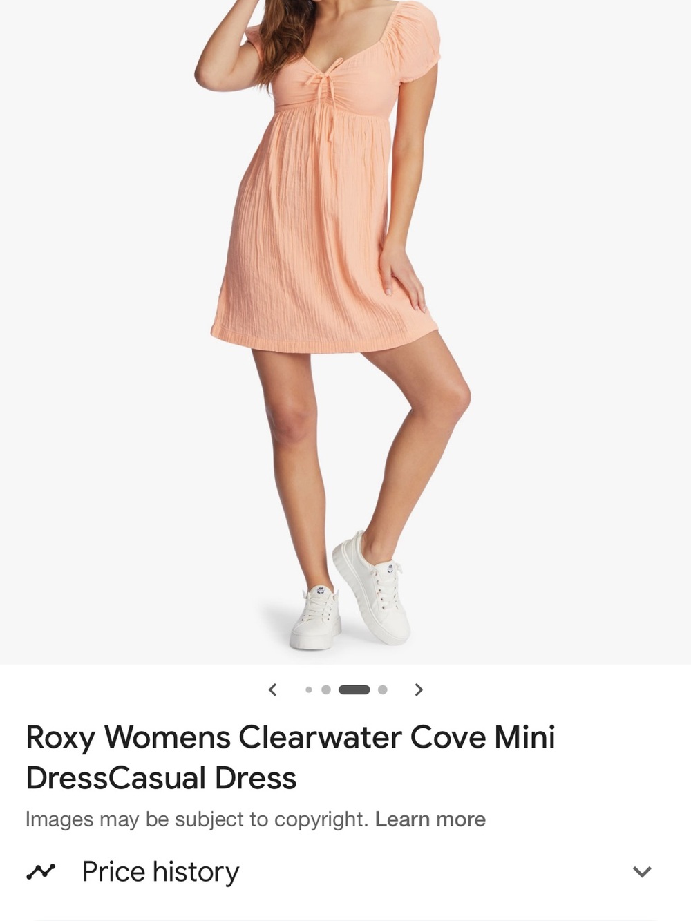 Roxy Peach Cotton Tie-Front Casual Dress